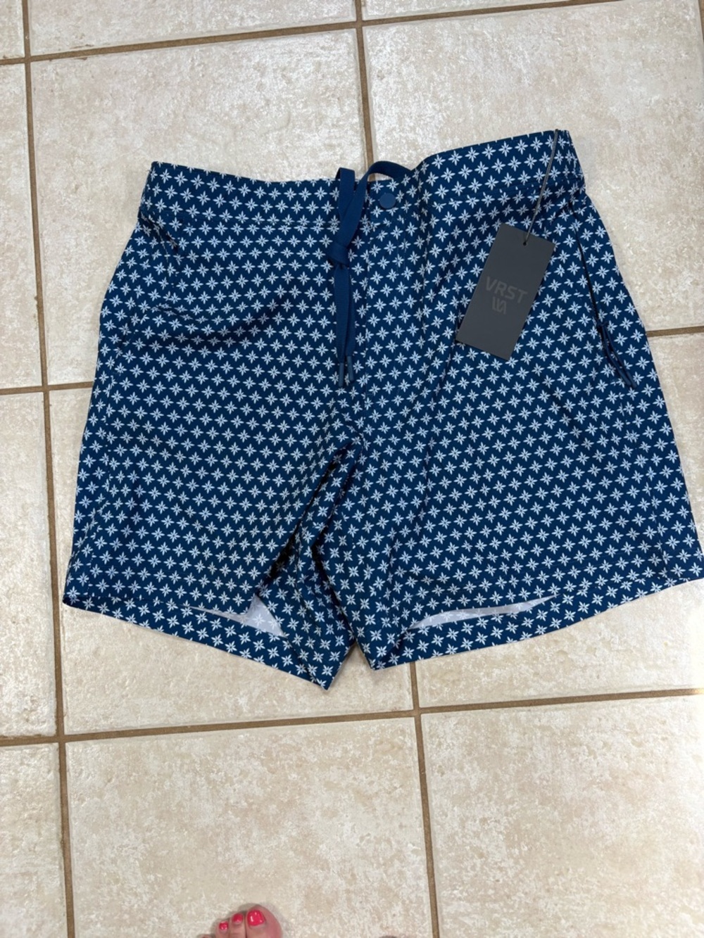 Men's VRST Navy Patterned Swim Shorts
